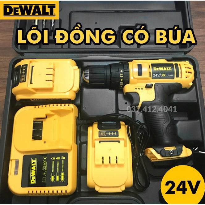 Máy Khoan Pin Cầm Tay Dewalt 24V Búa, Bắn Vít - TẶNG Phụ Kiên 22 Chi tiết - Máy Khoan 3 Chức Năng Búa - Khoan Bê Tông