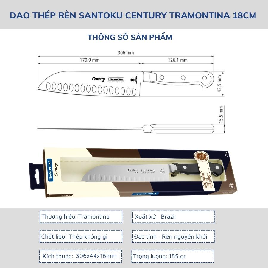 Dao Bếp Chuyên Thái Cao Cấp Tramontina Century Chiều Dài Lưỡi 18Cm Chất Liệu Thép Không Gỉ Siêu Sắc Bén Rèn Nguyên Khối Sản Xuất Tại Brazil Bảo Hành 25 Năm