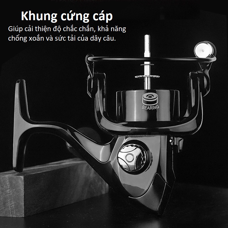 Máy Câu Cá Kim Loại HK Tay Quay Hợp Kim Siêu Khoẻ Tặng Kèm Cước Câu Cá MC1