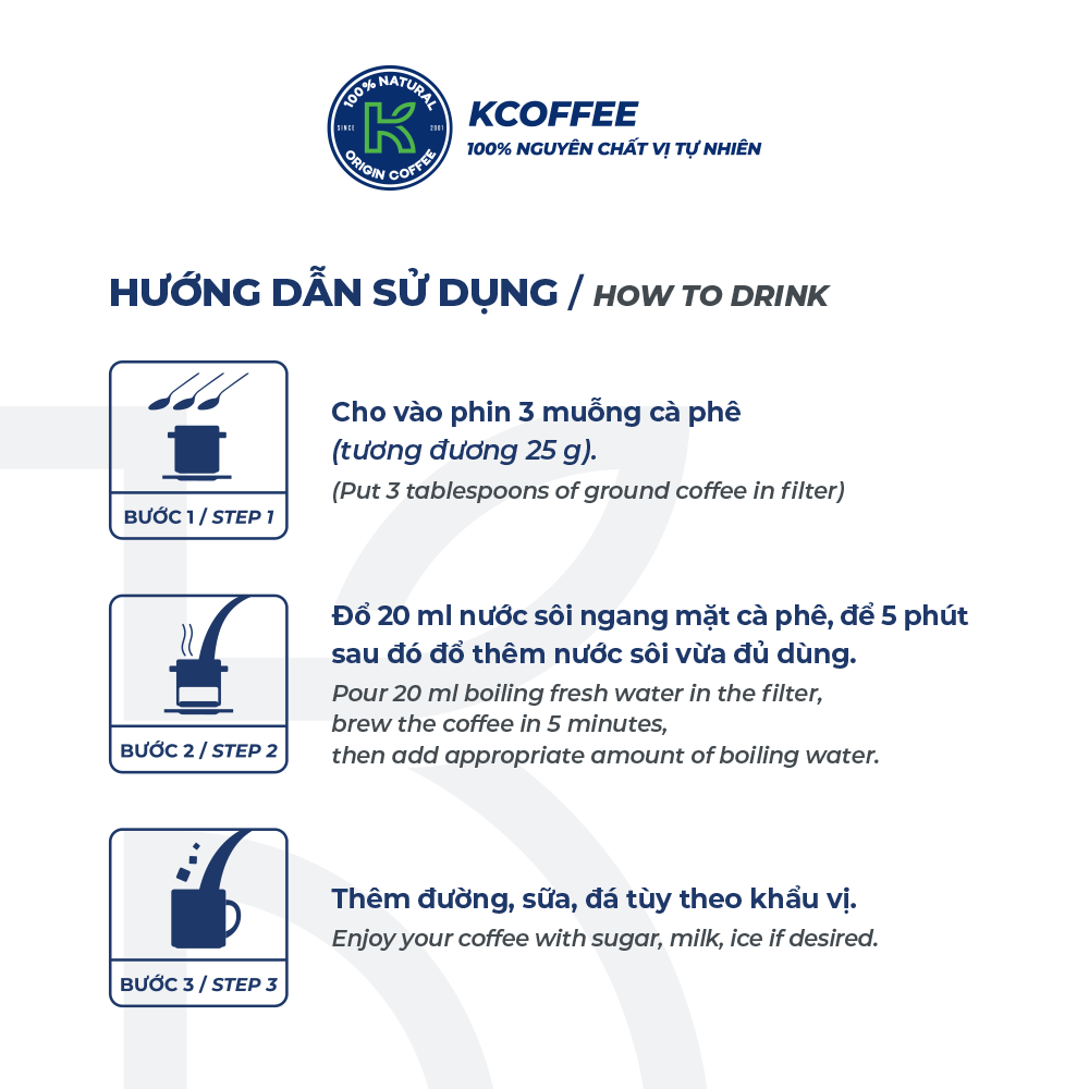 Combo 2 túi cà phê rang xay xuất khẩu K-HO4 1000g thương hiệu K-Coffee