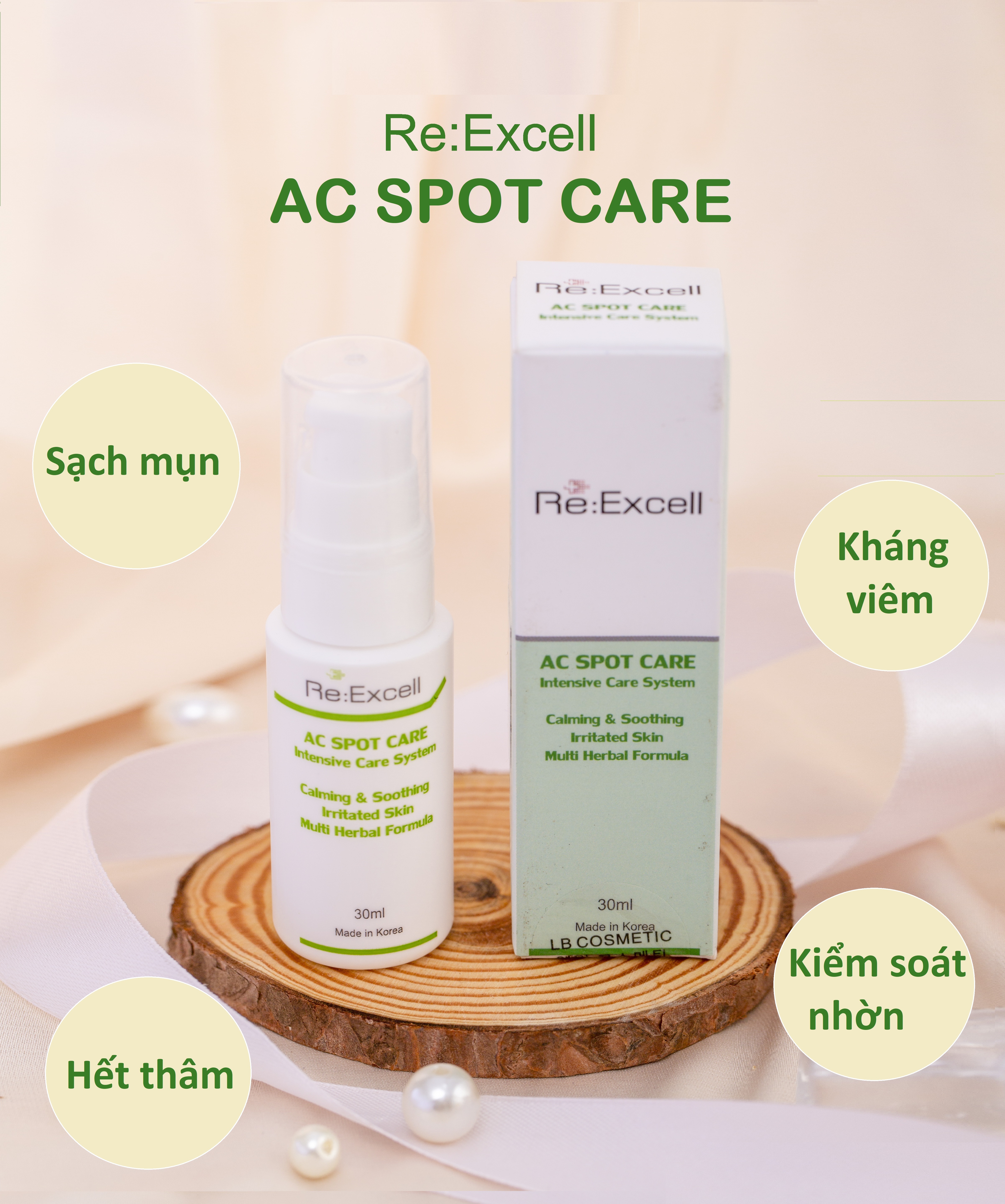 Combo 5 sản phẩm Daily Beauty Re:Excell gồm Tẩy trang, Nước hoa hồng, Gel mụn, Serum, Kem dưỡng ban đêm