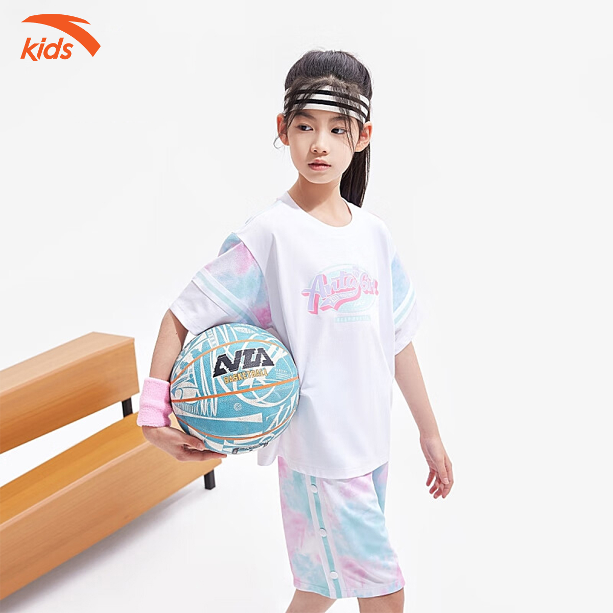 Áo phông thể thao bé gái Anta Kids dòng bóng rổ, vải cotton, thoáng khí W362328643