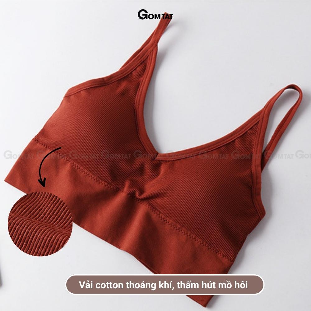 Áo Bra nữ thun GOMTAT gân tăm 2 dây mảnh nâng ngực, áo lót nữ thoáng khí hở lưng chữ U gợi cảm -BRACHU-U-007