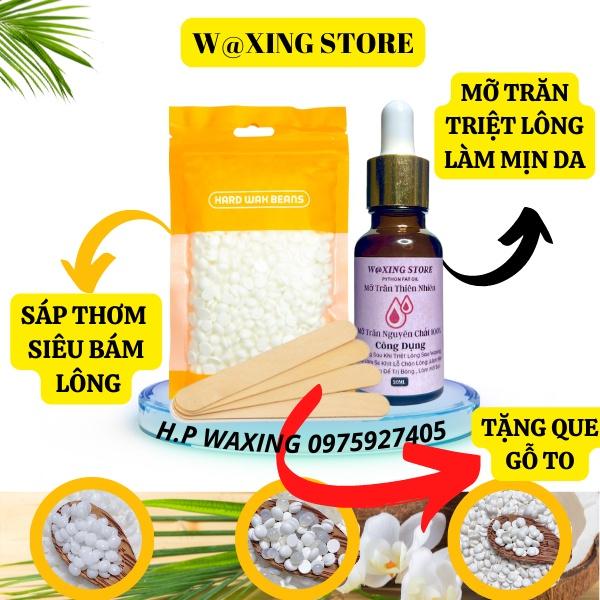 100G Sáp wax lông nóng wax beans cao cấp + Mỡ trăn dưỡng da + tặng kèm que gỗ