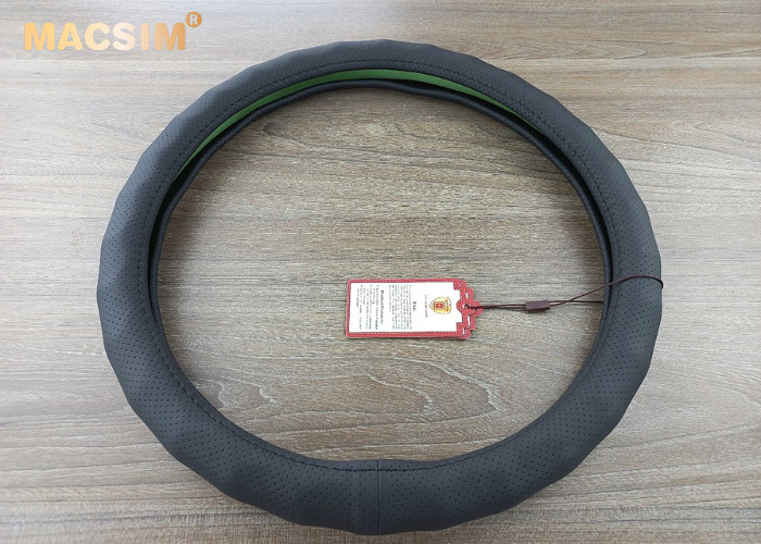 Bọc vô lăng cao cấp chất liệu da thật - Khâu tay 100% size M - phù hợp các loại xe nhãn hiệu Macsim mã 8932 màu cafe-be-đen-ghi