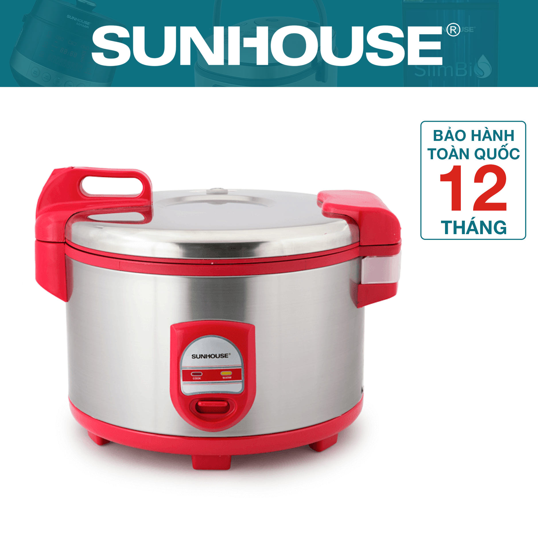 Nồi Cơm Điện Sunhouse SH866 (5.6 Lít) - Đỏ - Hàng Chính Hãng