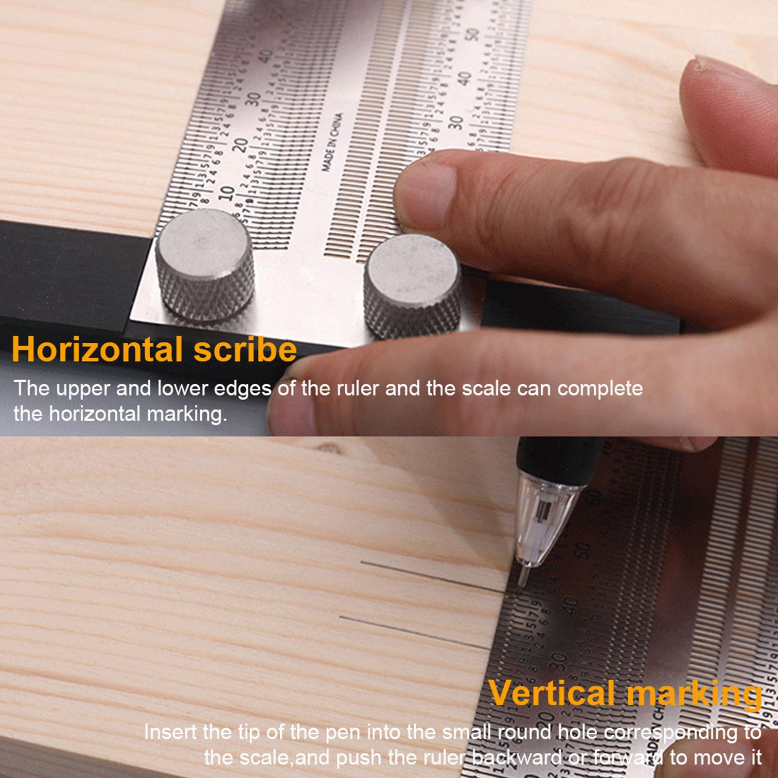 T Type Hole Scale Ruler Woodworking Scribing Mark Line Gauge Carpenter
