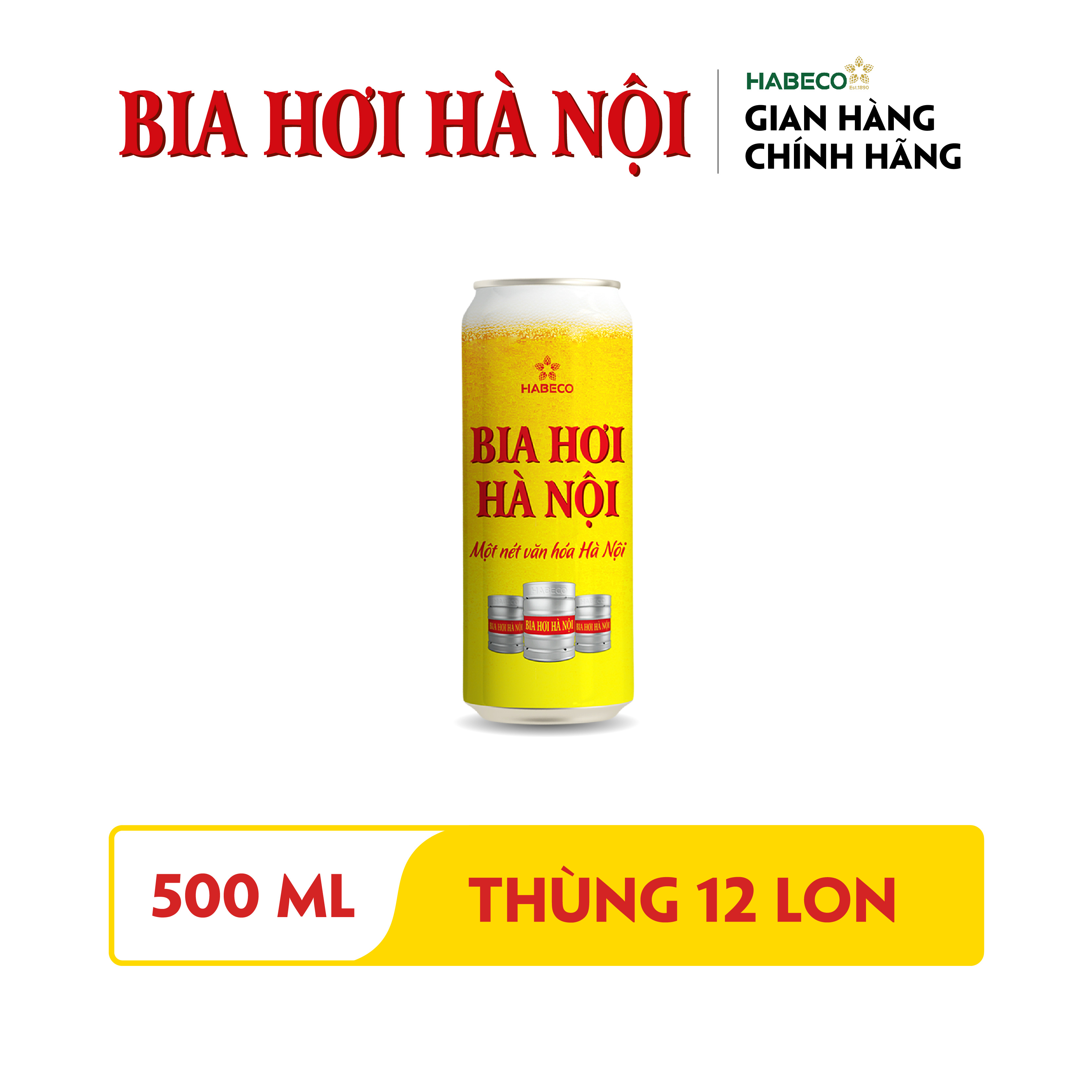 Bia Hơi Hà Nội - Thùng 12 lon 500ml
