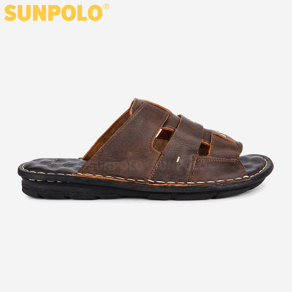 Dép Nam, Dép Quai Ngang Da Bò SUNPOLO AQN013 Mềm mại