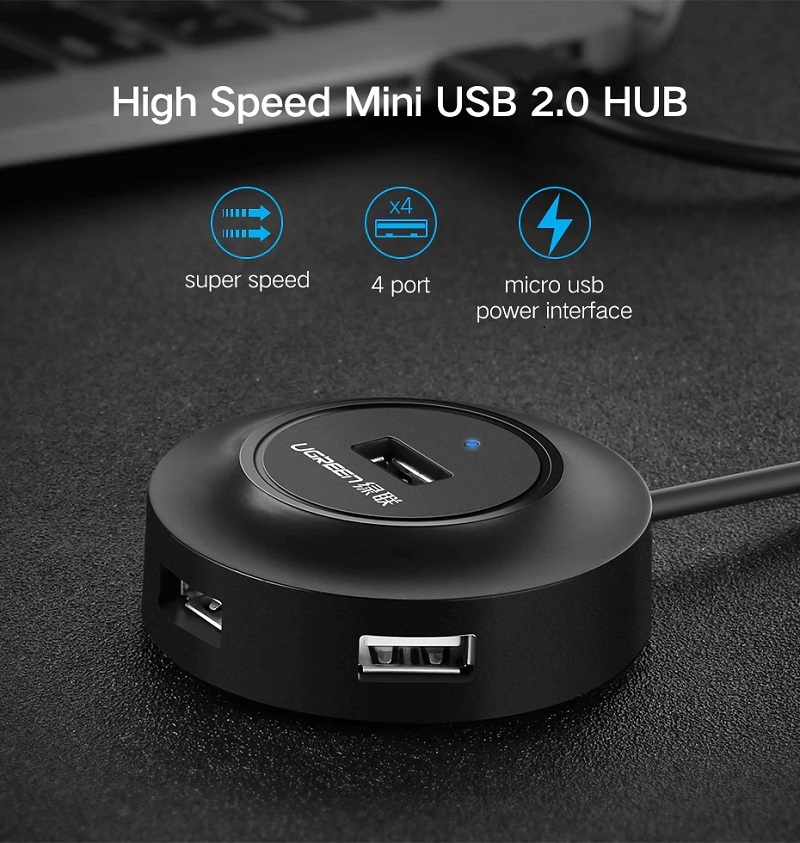 Hub USB 2.0/ 3.0 4 cổng tốc độ 5Gbps UGREEN hàng chính hãng