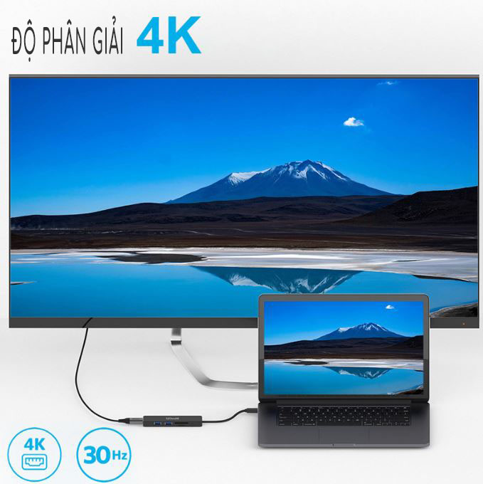 Bộ Hub QGeeM đa năng 5 trong 1 dành cho MacBook Pro 13/15 Surface Go, USB C Adapter - Hàng chính hãng