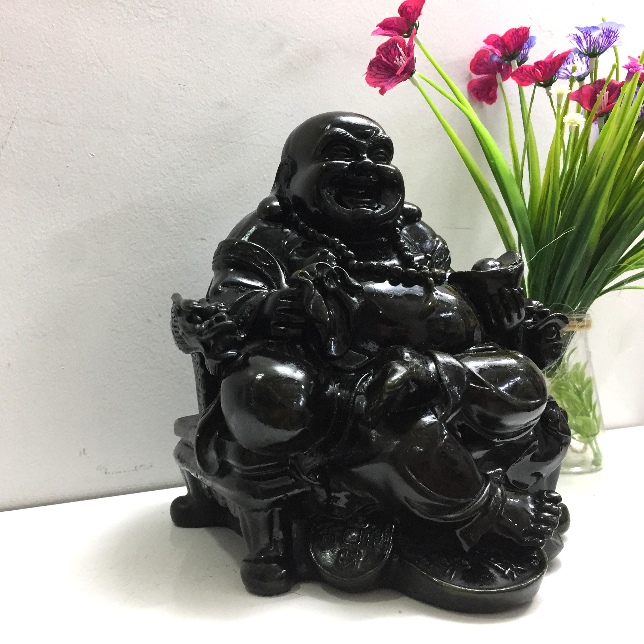 Tượng đá con gà trống trang trí phong thủy để bàn làm việc - Cao 12cm - Màu nhũ đồng