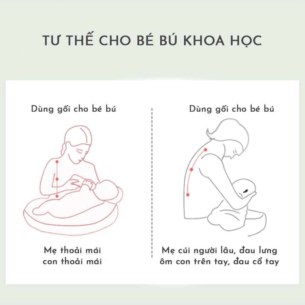 Gối cho con bú RUNA KIDS chất liệu Satin cao cấp giúp bé bú thoải mái đúng tư thế an toàn cho bé