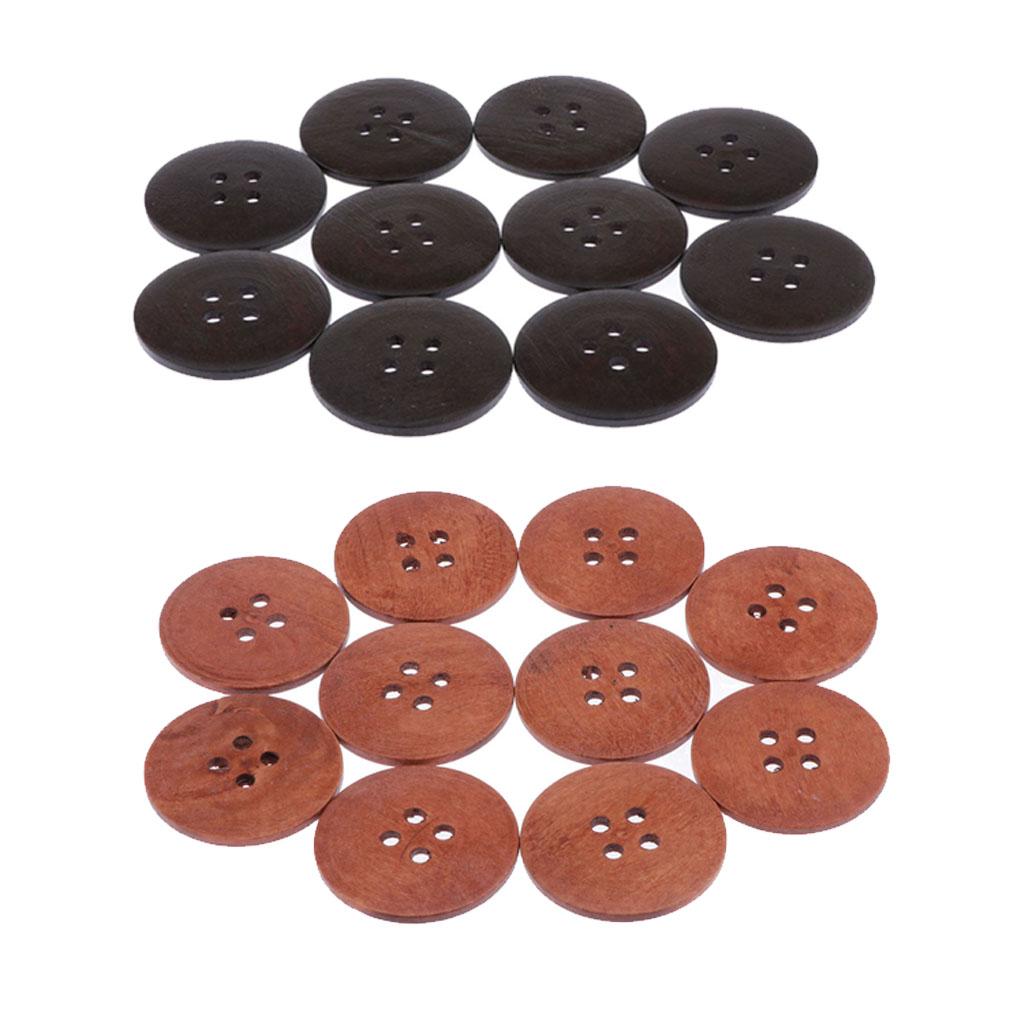 Chiwanji 20 Chiếc Phẳng Nút Gỗ 4 Lỗ May Quần Áo Phụ Kiện 50 Mm 2 Màu