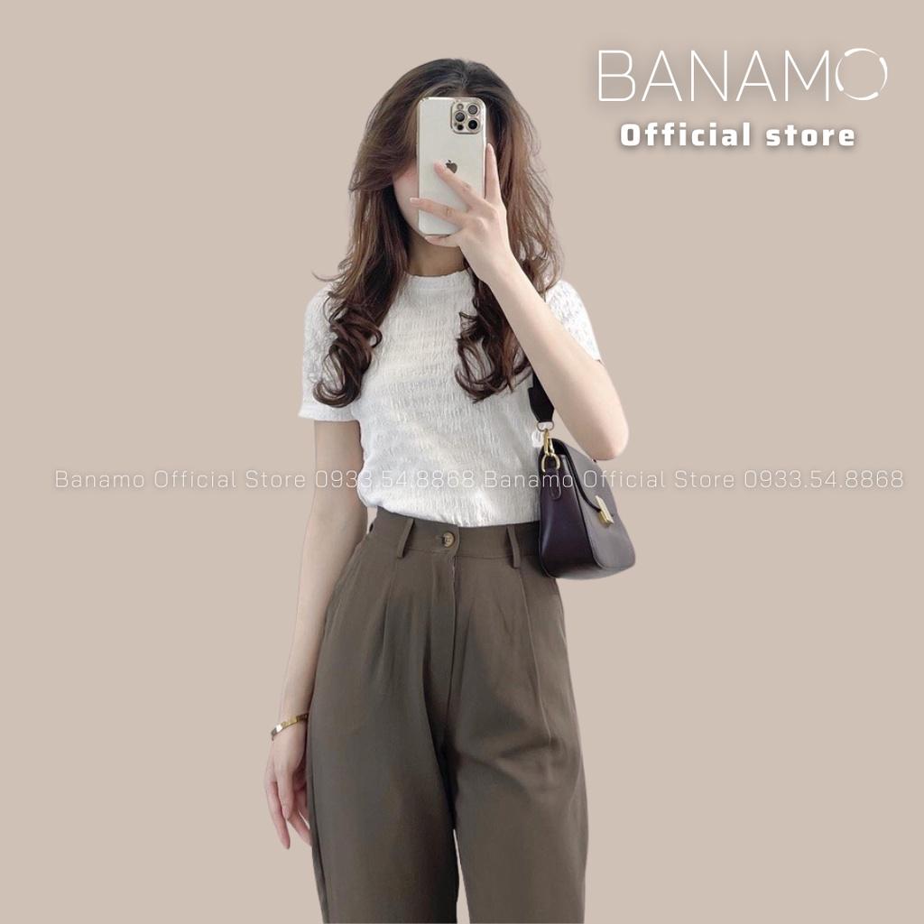 Áo phông xốp nữ ngắn tay chất cực đẹp thời trang Banamo Fashion phông xốp 3 màu 391