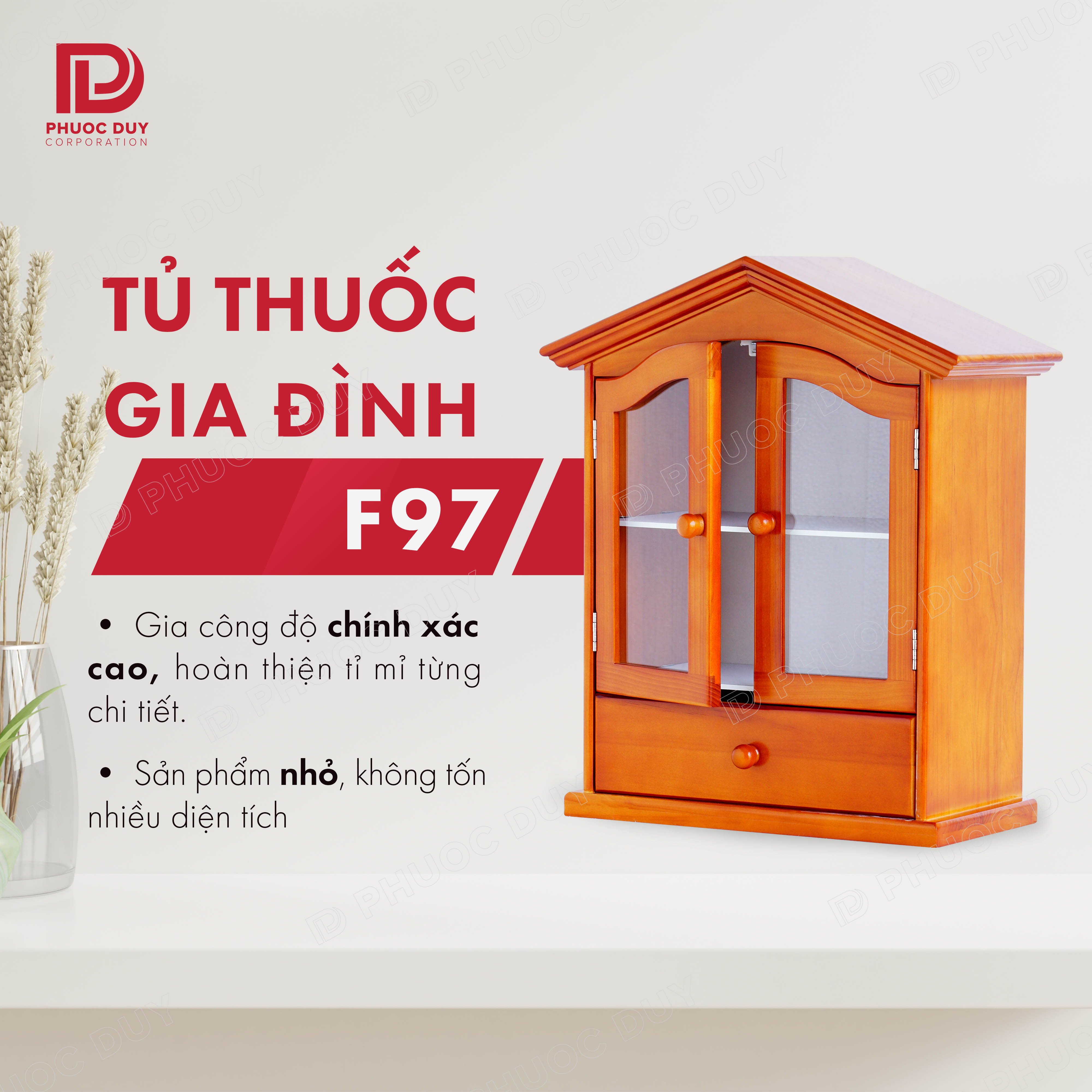 Tủ thuốc - Tủ y tế gia đình gỗ tự nhiên F97