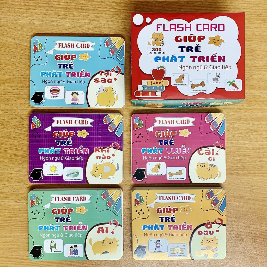 Thẻ học Flash Card 300 câu hỏi- trả lời giúp trẻ phát triển ngôn ngữ và giao tiếp