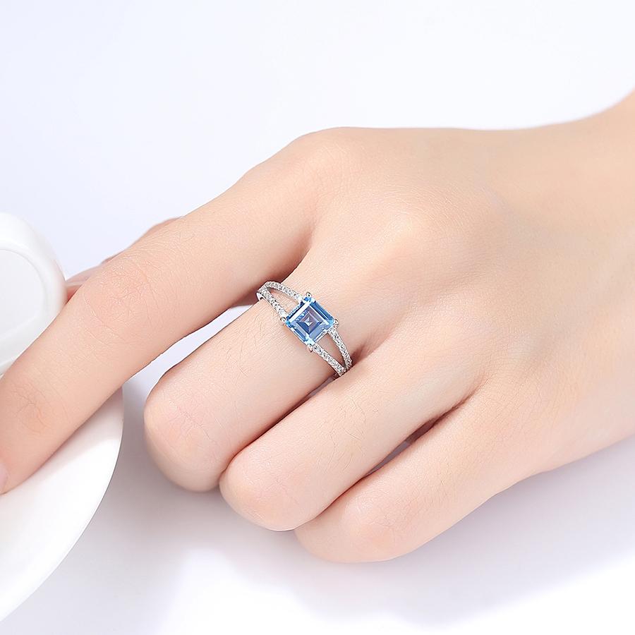 Bộ Trang Sức Bạc Nữ Đẹp Đính Đá Topaz Xanh Cao Cấp 3 Món Bảo Ngọc Jewelry