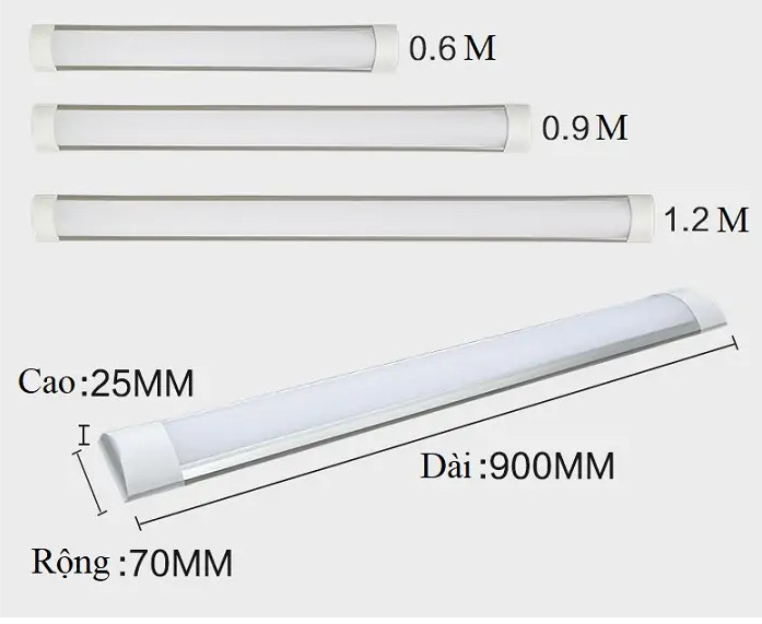 Combo 5 Đèn tuýp led bán nguyệt trắng 90cm 30w hàng chính hãng