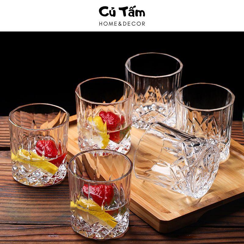 Cốc thủy tinh uống vang cao cấp, ly thủy tinh uống vang họa tiết tinh tế, sang trọng