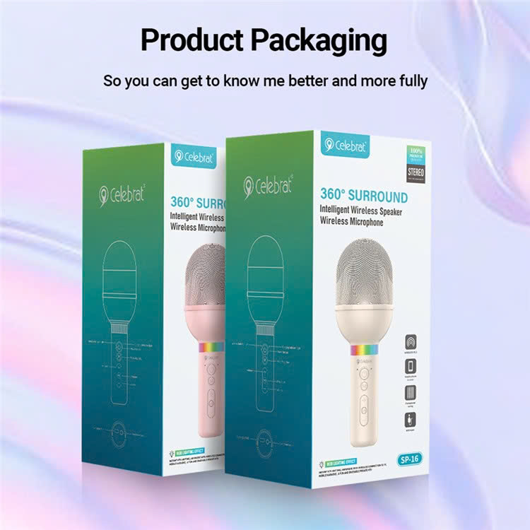 Micro Bluetooth Celebrat SP-16 hát Karaoke gia đình, âm thanh vòm Hifi, hàng chính hãng, Kim Ánh cho dùng thử 30 ngày