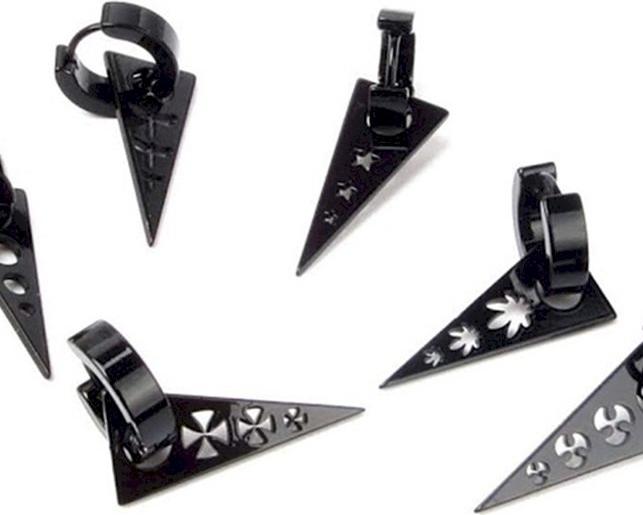 Bộ 2 chiếc bông tai titan khoen tròn tam giác korea BT119