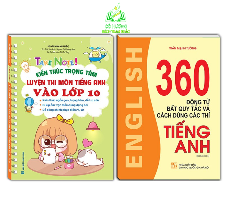 sách - combo 2c TAKE NOTE! Kiến thức luyện thi môn Tiếng Anh vào lớp 10 ( KHÔNG lò xo) +360 động từ bất quy tắc K màu