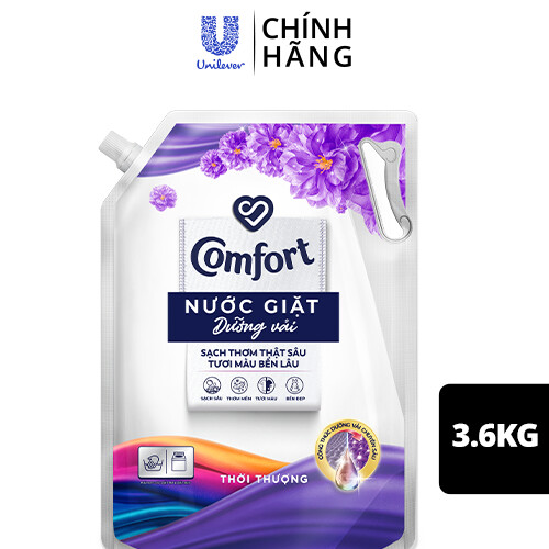 Nước giặt dưỡng vải Comfort Nước giặt xả đa chức năng hương Thời Thượng giúp quần áo sạch thơm & tươi màu Túi 3.8kg