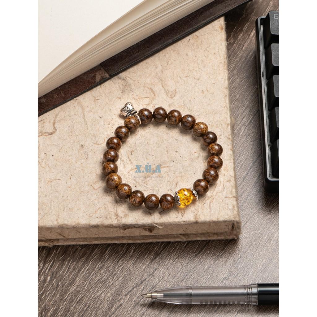 Vòng Tay Trầm Hương Đính Charm XUA104 Tuyệt Đẹp || Cầu Tài Lộc