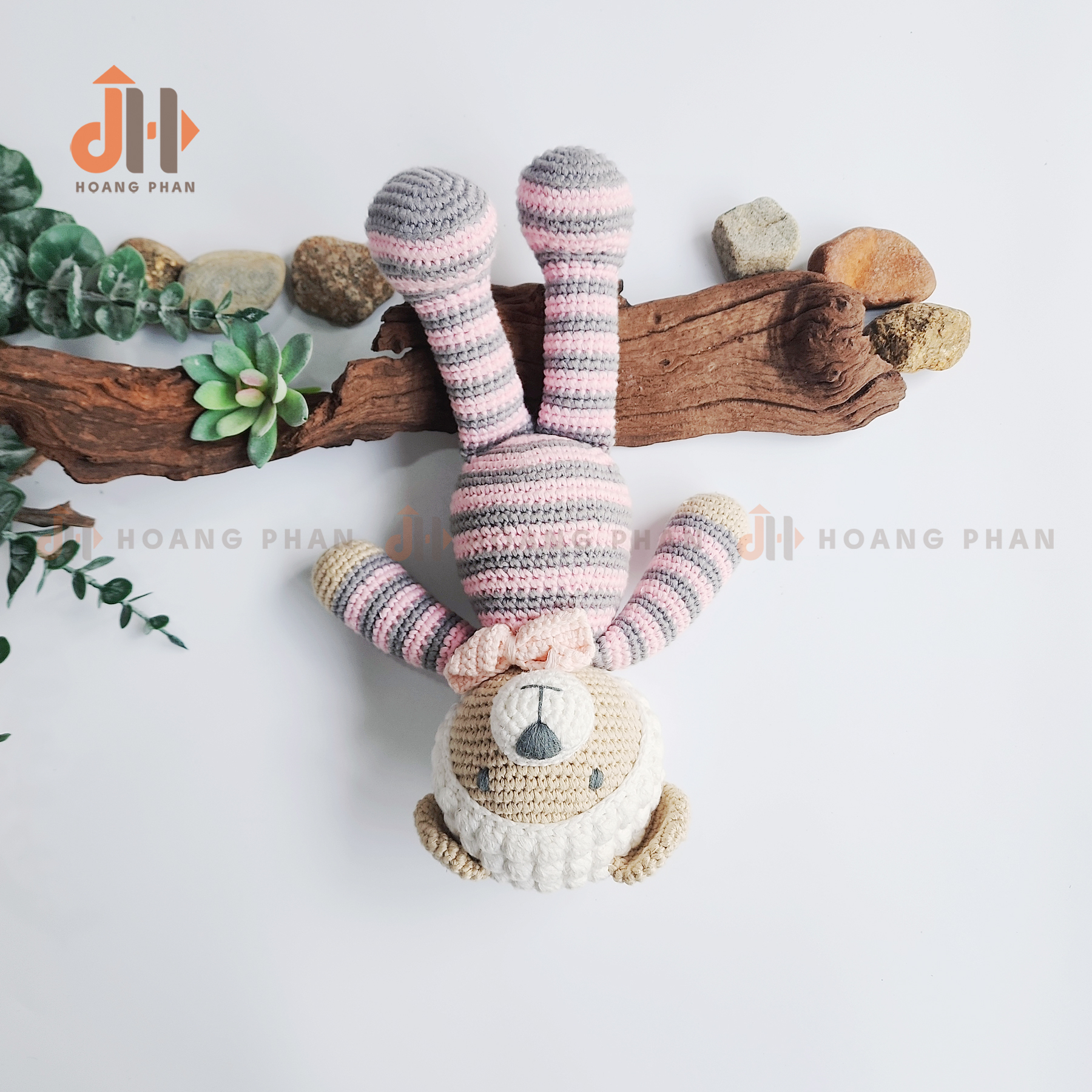 [Thú bông móc len] Gấu Gu Cun Pijama Hồng