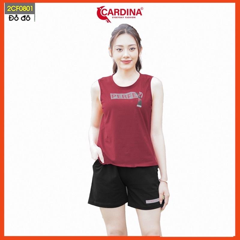 Đồ Bộ Nữ CARDINA Chất Cotton Nhật Cao Cấp Quần Đùi Áo Sát Nách Co Giãn 4 Chiều Thoáng Mát 2CF08