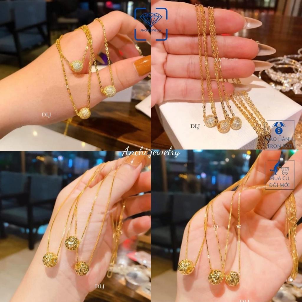 Vòng cổ nữ mặt cầu bạc thật mạ vàng thời trang, Anchi jewelry