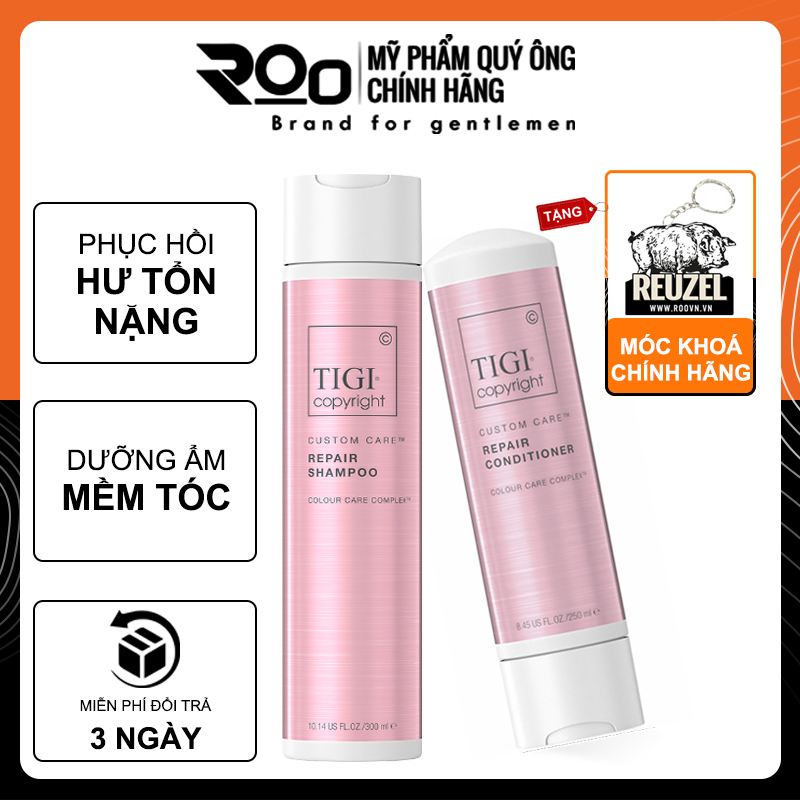 Bộ Dầu Gội & Xả Phục Hồi TIGI COPYRIGHT REPAIR Cho Tóc Hư Tổn - Tặng móc khoá chính hãng
