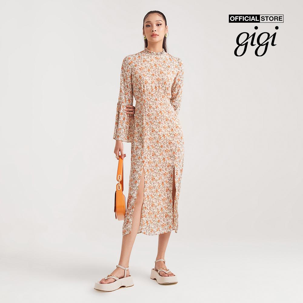 GIGI - Đầm midi tay dài xẻ tà thời trang G2102D211130