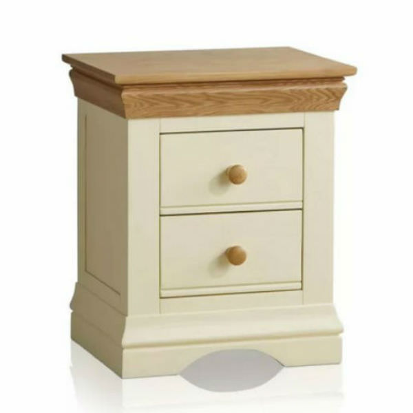 Tủ Đầu Giường 2 Ngăn Kéo Country Cottage Gỗ Sồi Ibie BSK2COUO - Trắng (50 x 40 cm)