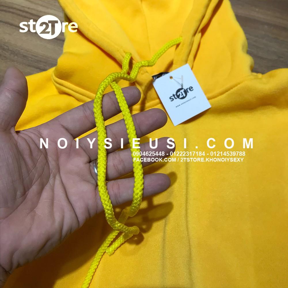 Áo hoodie unisex 2T Store H16 màu vàng hoa Mai - Áo khoác nỉ chui đầu nón 2 lớp dày dặn chất lượng đẹp