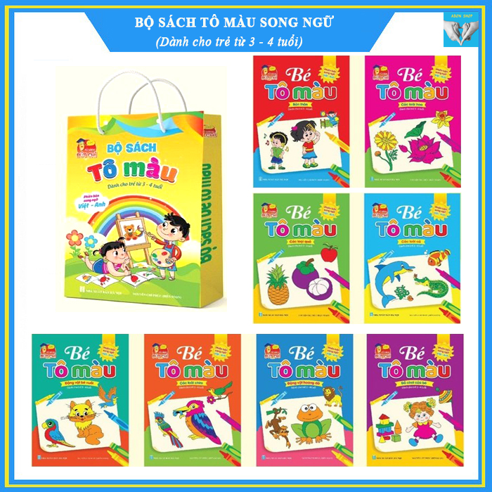 Bộ Sách Tô Màu Nhiều Chủ Đề Song Ngữ Anh -Việt Cho Trẻ Em 3 - 4 Tuổi