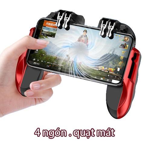 Tay Cầm Chơi GamePUBG Liên Quân H9 - 6 Ngón Nhấn Tích Hợp Quạt Tản Nhiệt - Phiên Bản Cao Cấp - Quạt kèm pin Litium - H9