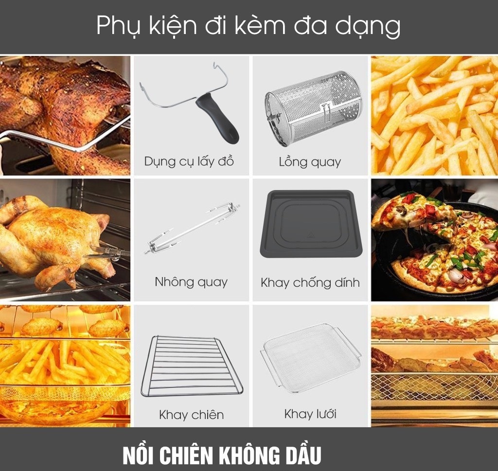 Nồi Chiên Không Dầu Điện Tử Cảm Ứng Dung Tích Siêu Lớn HP-18 (18 lít) - Màu Ngẫu Nhiên - Hàng Chính Hãng