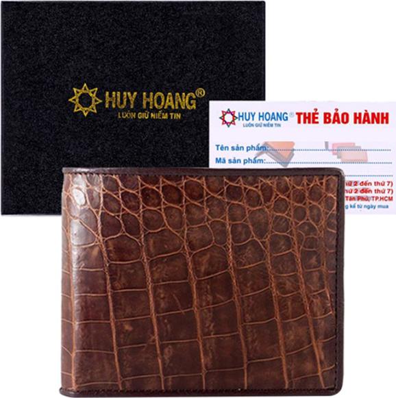 Ví Nam Da Cá Sấu Gai Bụng Huy Hoàng HT2202 - Nâu Đỏ