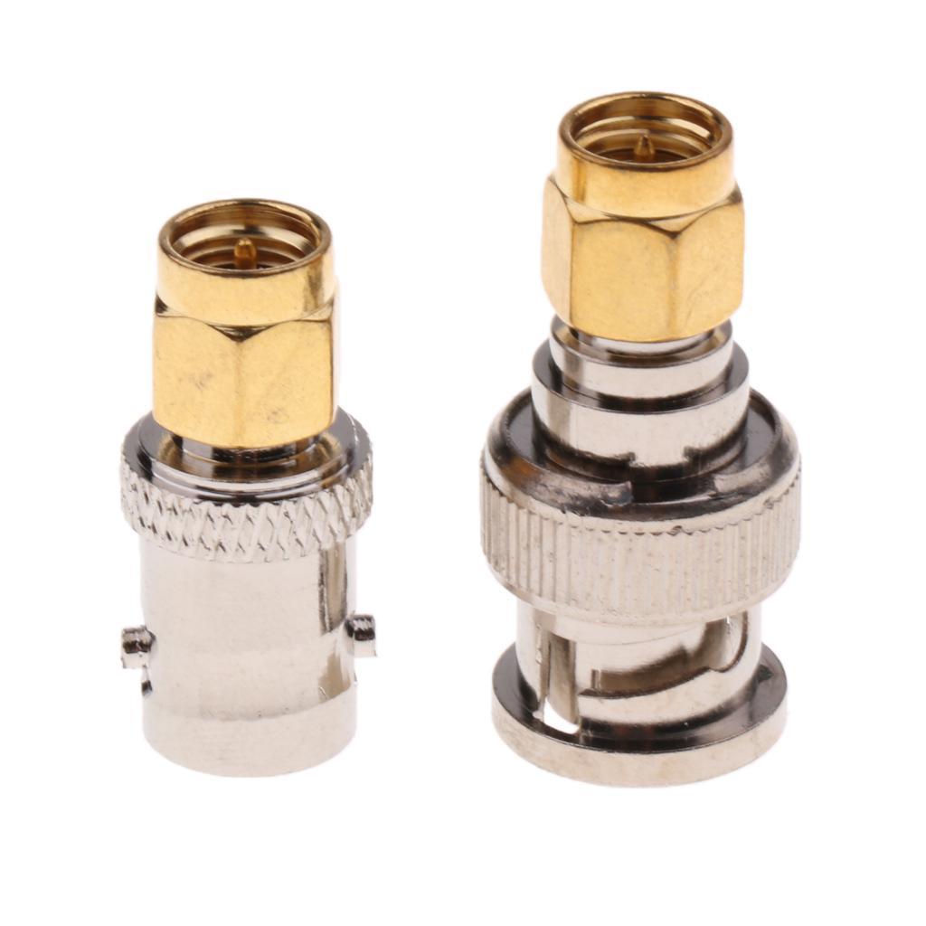 Nickel/Gold-plated RF Coaxial Connector SMA to BNC Adapter Kits 4 Pieces