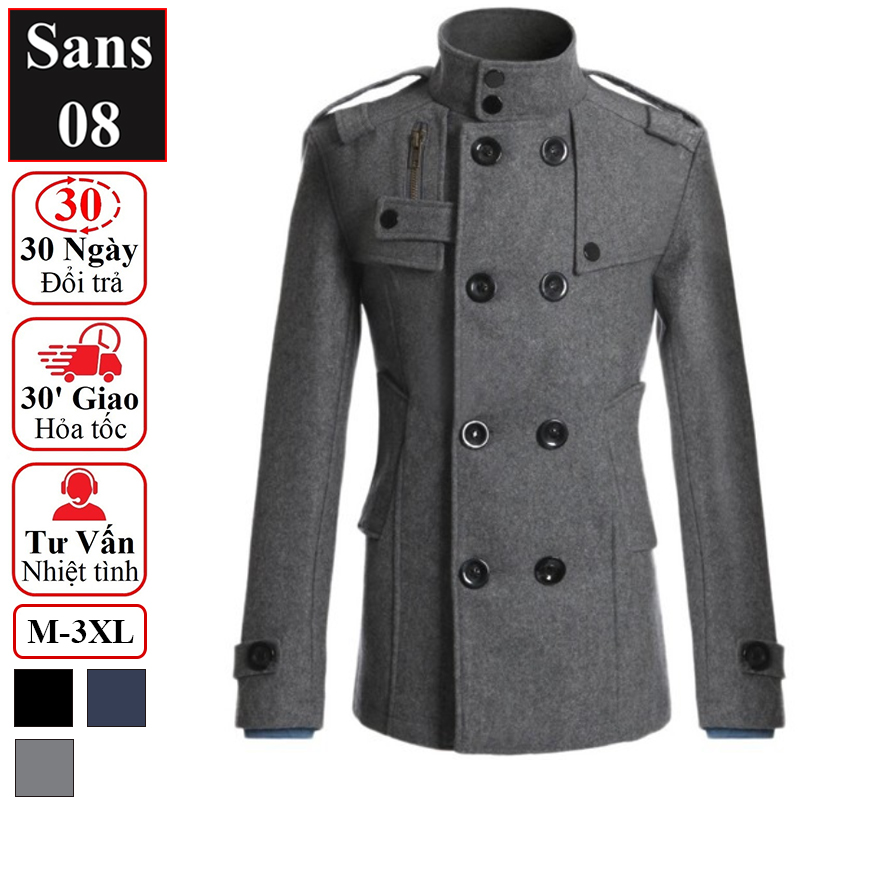 Áo Khoác Dạ Nam Dáng Ngắn Áo Dạ Nam Hàn Quốc Dáng Vừa Sans Shop Sans08