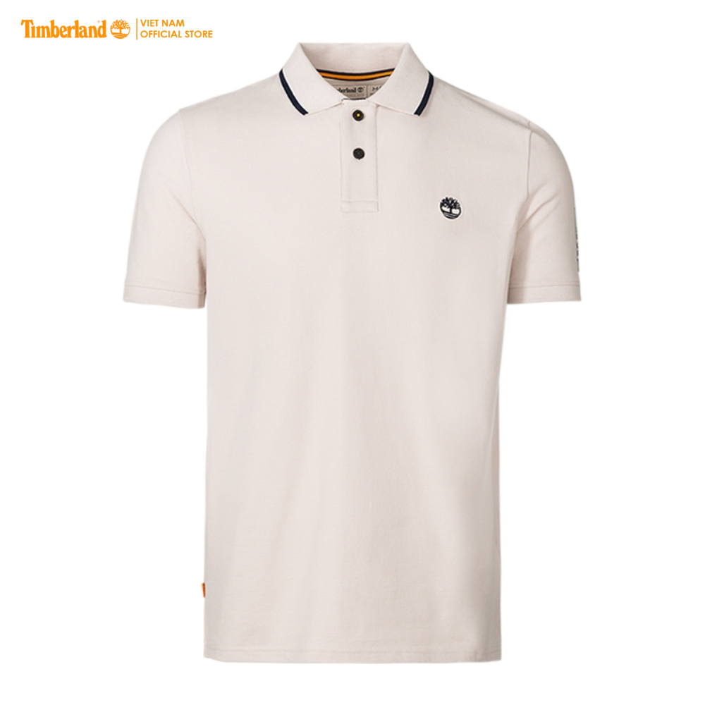 Original TIMBERLAND Áo Thun Nam Có Cổ Tay Ngắn Mountains to Rivers Polo White Sand TB0A2497B7