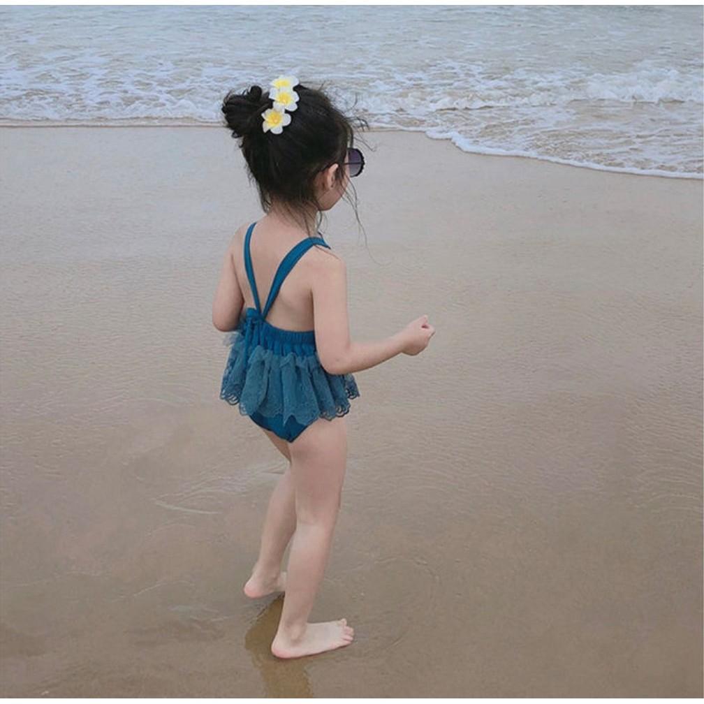 Bộ bơi liền thân công chúa/Bộ bơi đi biển/Bikini đi biển cực xinh cho bé gái (hàng Quảng Châu video thật)