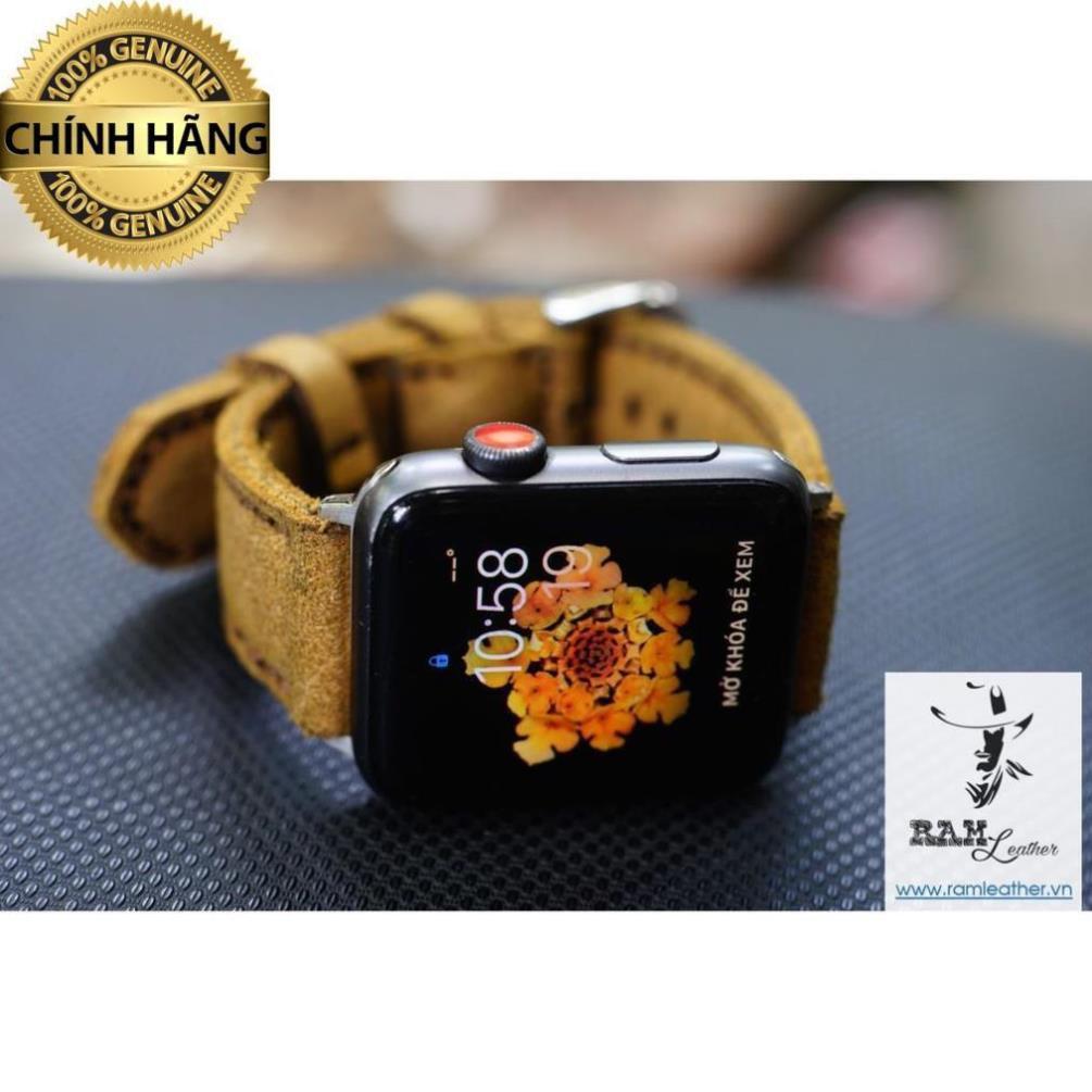 DÂY ĐỒNG HỒ DA BÒ LỘN NÂU VỪA DÀNH CHO APPLE WATCH - RAM CLASSIC 1960 HÀNG CHÍNH HÃNG