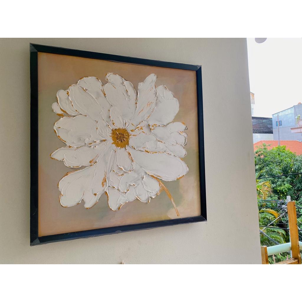 Tranh vẽ hiện đại trang trí phòng khách-phòng ngủ sang trọng- Tranh đắp nổi sơn dầu vẽ hoa-Tranh tay nhà Liên