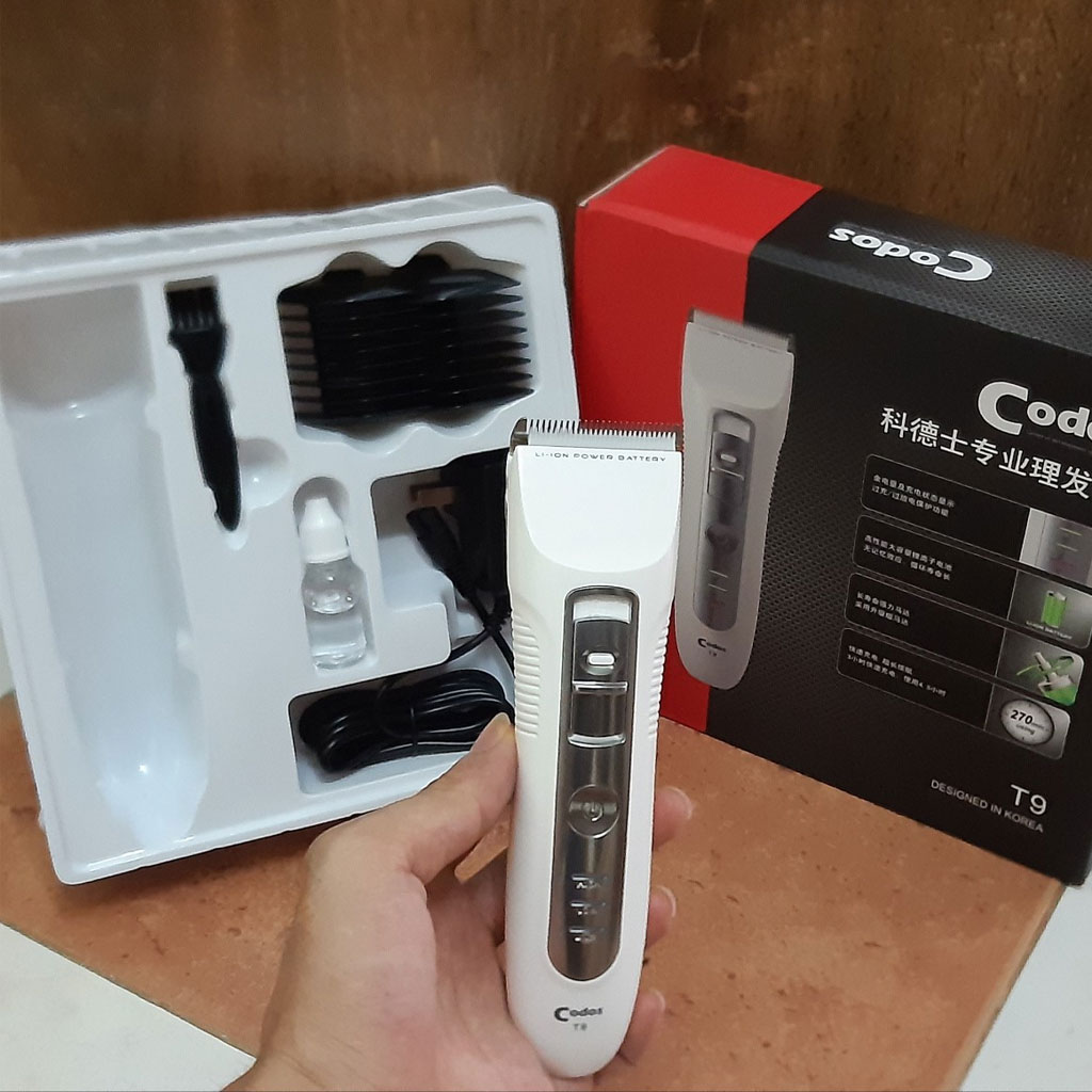 Tông Đơ Cắt Tóc Hàn Quốc CODOS T9 TẶNG LƯỢC CẮT TÓC - Máy Cắt Tóc Chuyên Nghiệp Vận Hành Êm Ái