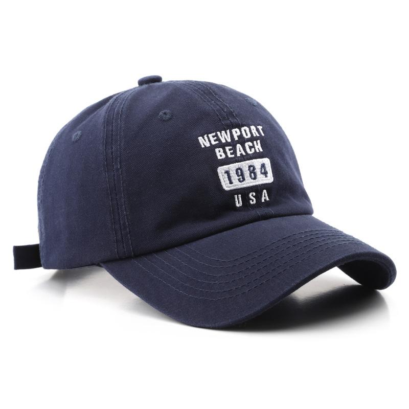 1984 Retro nam và nữ Cotton Mũ bóng chày Street Lettered thêu Retro Flat Caps Solid Black and White hip hop Color: Navy Blue Size: 56-58CM