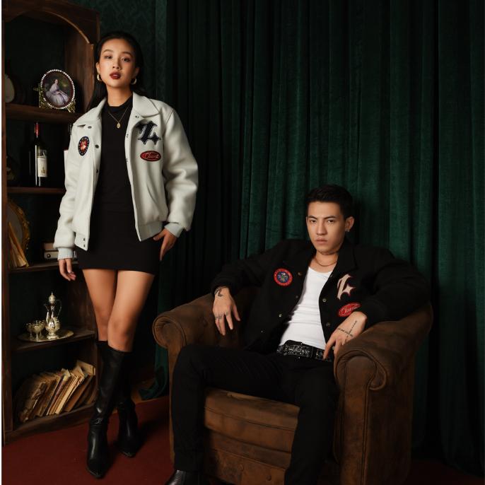 Áo khoác varsity jacket, bomber Z letter vải dạ, nam nữ unisex, form crop ngắn