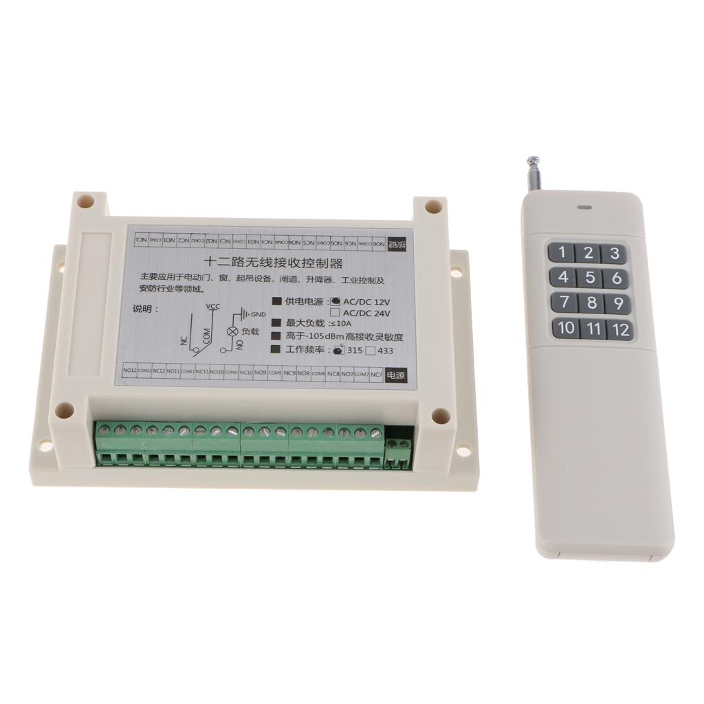 DC 12V Relay 12 CH Wireless RF Remote Control Switch Transmitter + Receiver